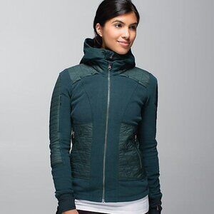 Lululemon Fleecy Keen Jacket II Fuel Green - With Removable Hood - Sz 8